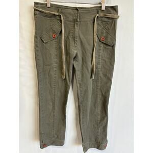 Cote Femme Cargo Pants Ankle Length Cotton Womens size 12 Brown Y2K